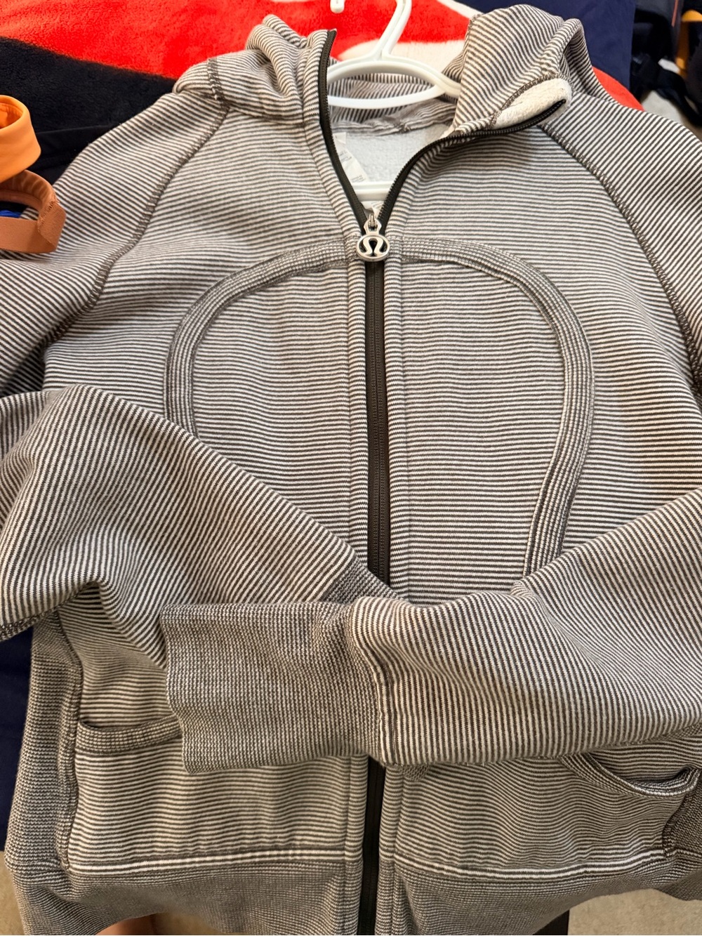 lululemon athletica Men’s Gray Striped Full-Zip Hoodie